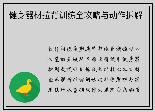健身器材拉背训练全攻略与动作拆解